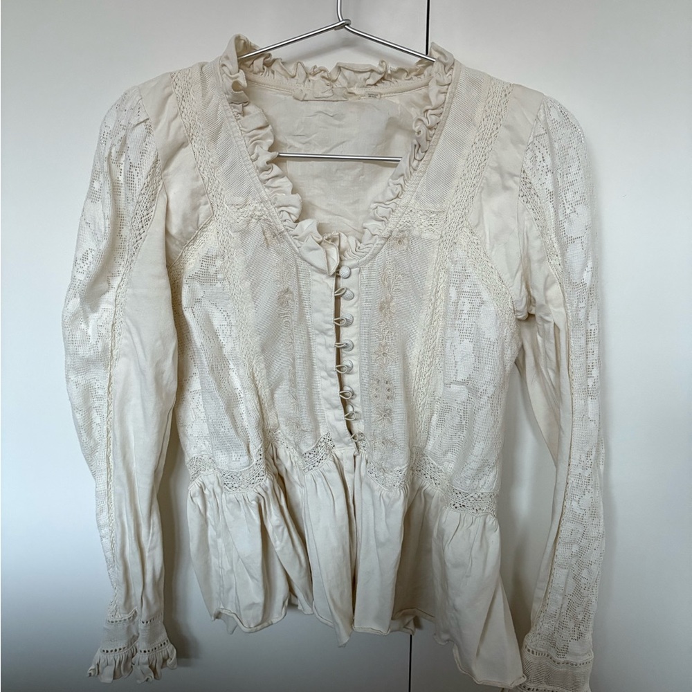 Anthropologie Cream Lace Blouse